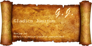 Gladics Jusztus névjegykártya